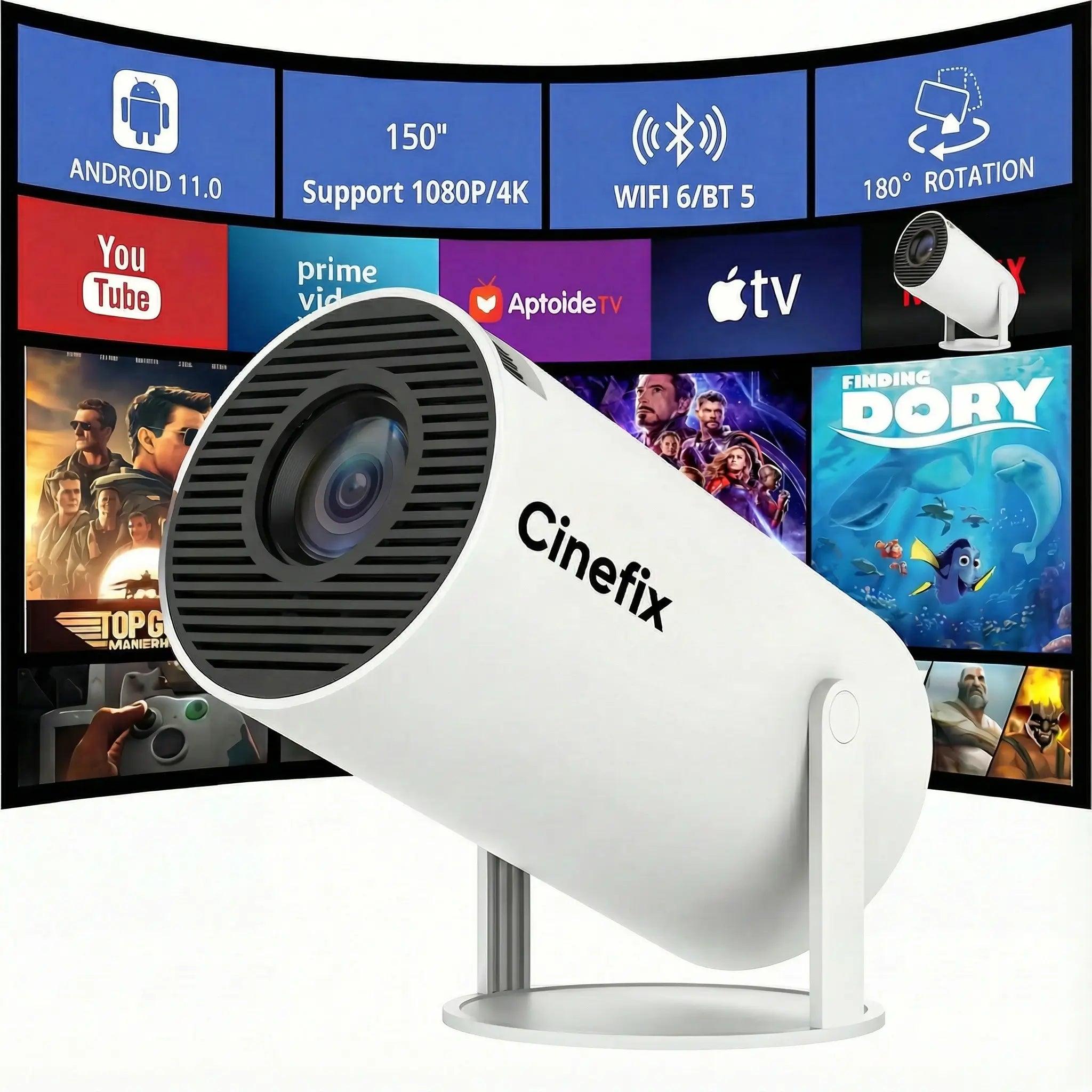 [Aplicación integrada y 2026 actualizada] Proyector 4K 1080P mini proyector portátil con WiFi 6 Bluetooth 5.2